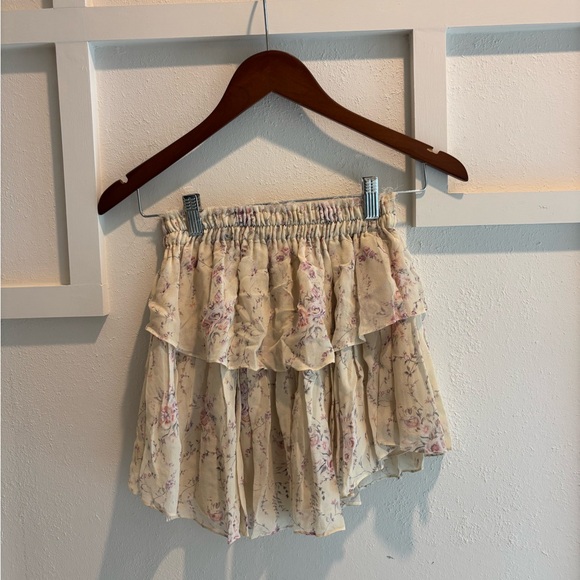 LoveShackFancy Cream Floral Mini Skirt - Picture 2 of 4